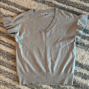 Taupe V-Neck Short Sleeve Sweater